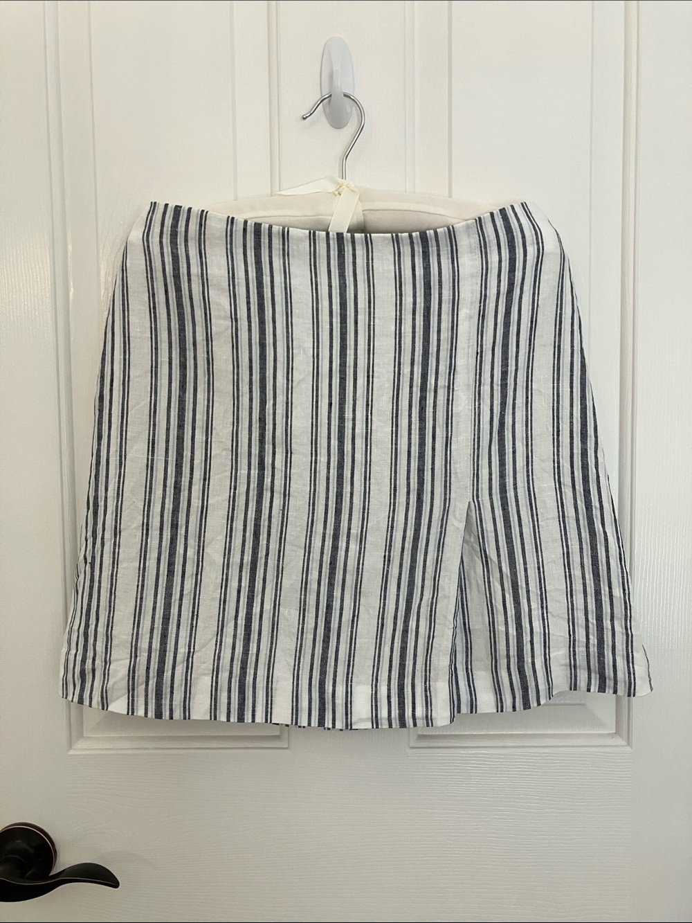 Madewell White and navy Striped Linen Mini Skirt